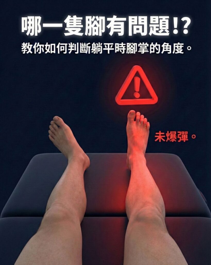 平躺腳尖朝外是錯的？腳尖直直朝上才是警訊
