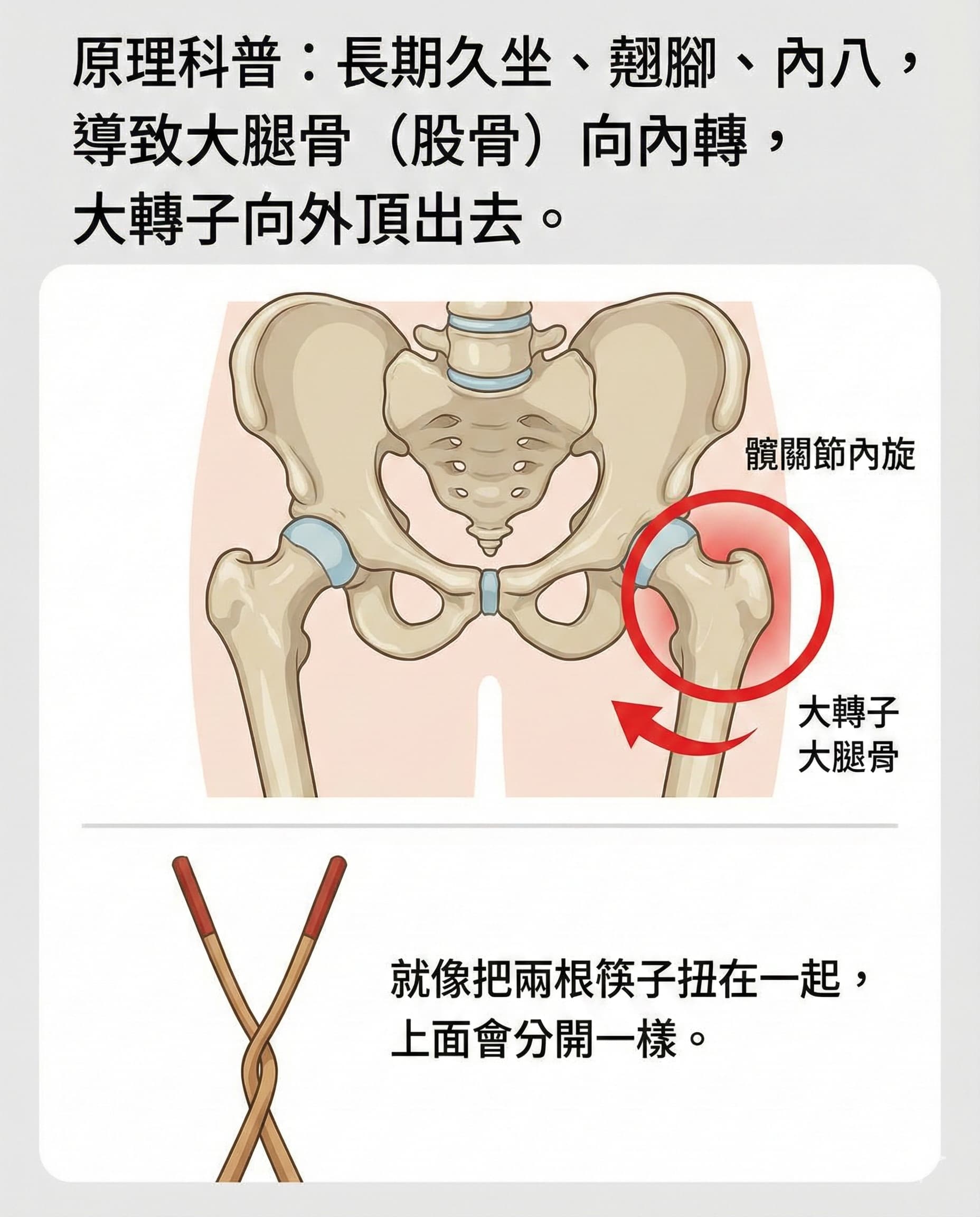 股骨內旋導致大轉子凸出解剖圖
