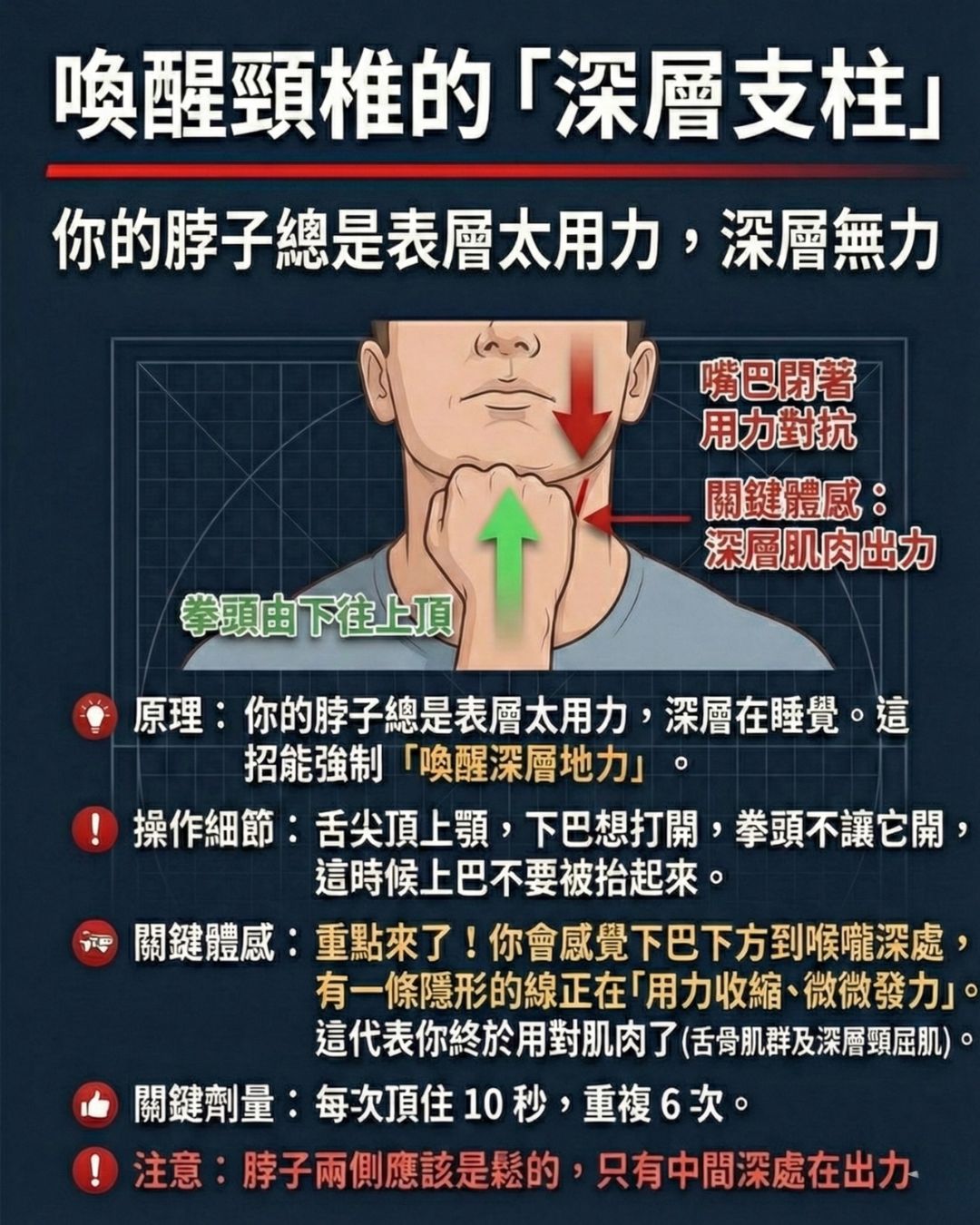 深層頸屈肌啟動教學,收下巴對抗訓練