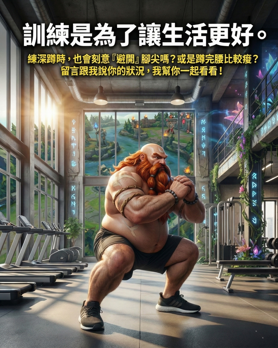在台南健身房進行正確的深蹲功能性訓練
