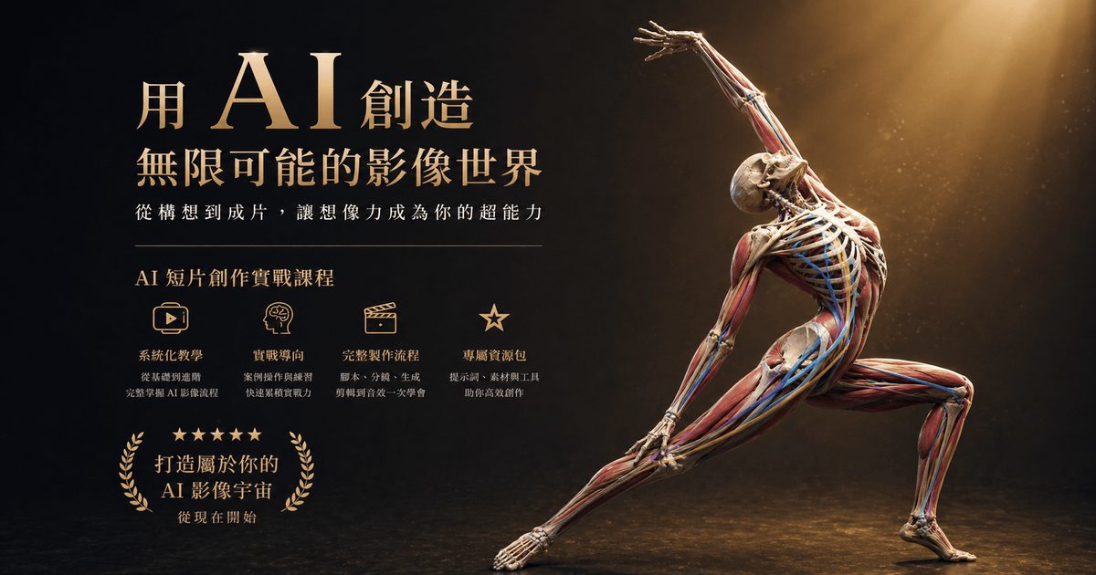 用 AI 創造無限可能的影像世界,AI 人體動作短片實戰課程