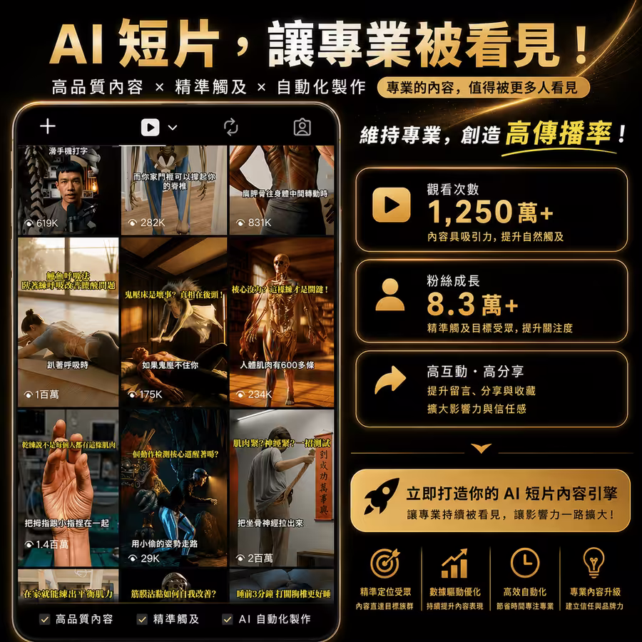 AI 人體動作短片成果示意圖 1