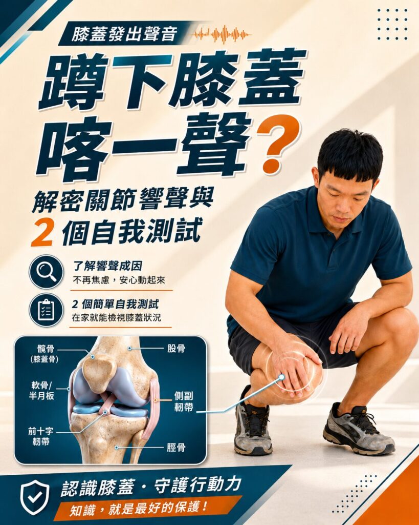 蹲下膝蓋喀一聲？常見原因與 2 個自我體感測試