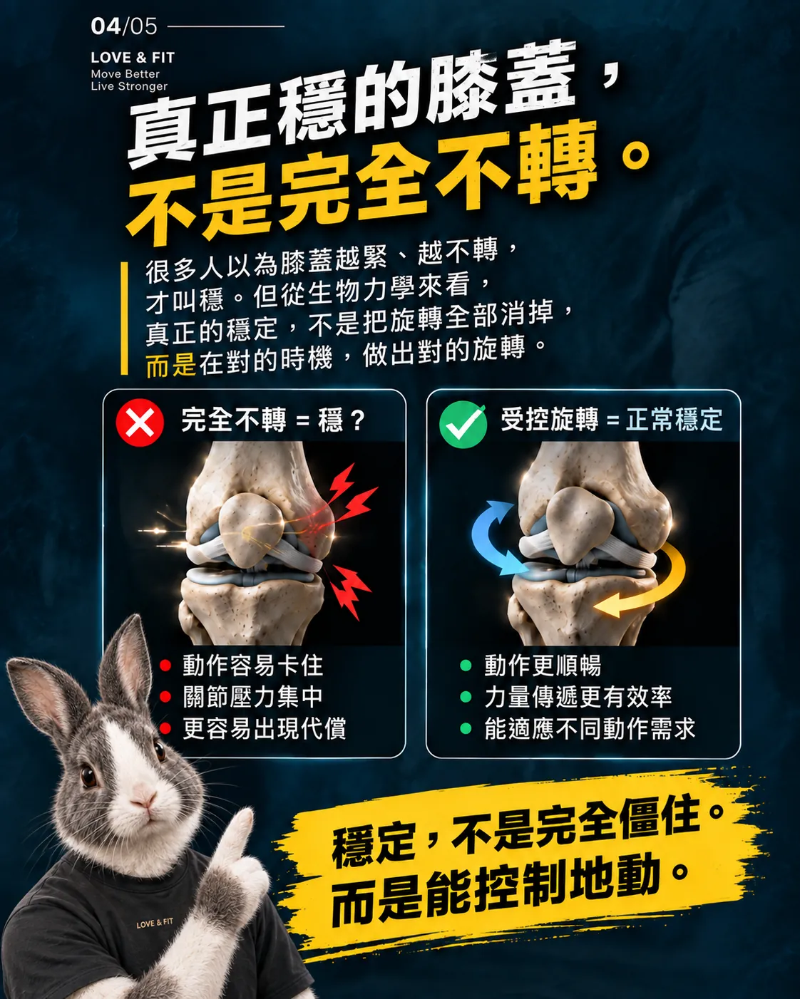 真正穩的膝蓋，不是完全不轉。